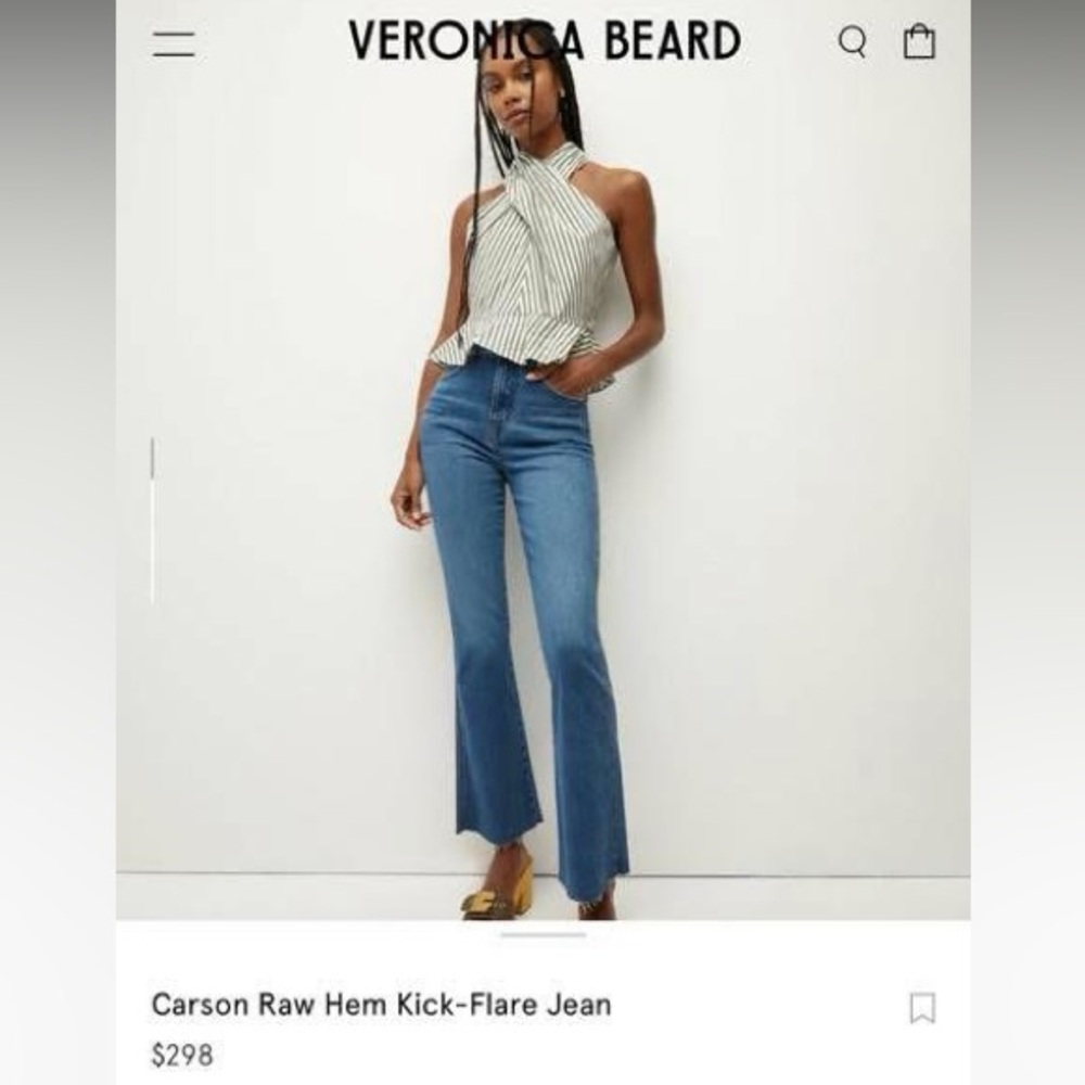 Veronica Beard Carson Raw Hem Kick-Flare Jeans in Serendipity. Size 29